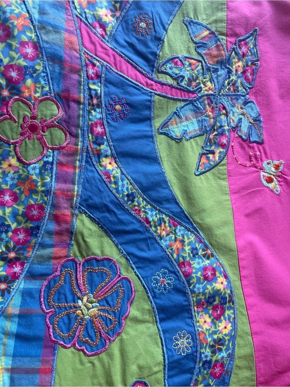 The Children’s Place Girl’s Stretch Summer Dress Pink Blue Embroidered Size 10 - Picture 3 of 8